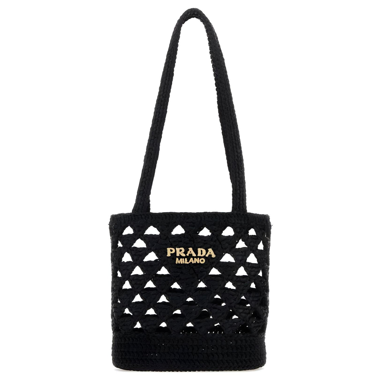PRADA Straw Handbag Women's Black