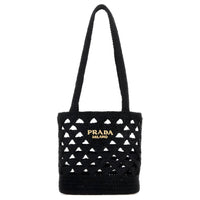 PRADA Straw Handbag Women's Black