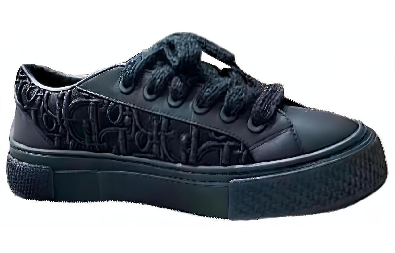 DIOR B33 Platform Shoes Anti-Slip Wear-Resistant Low-Top Skateboard Shoes Men's Dark Blue