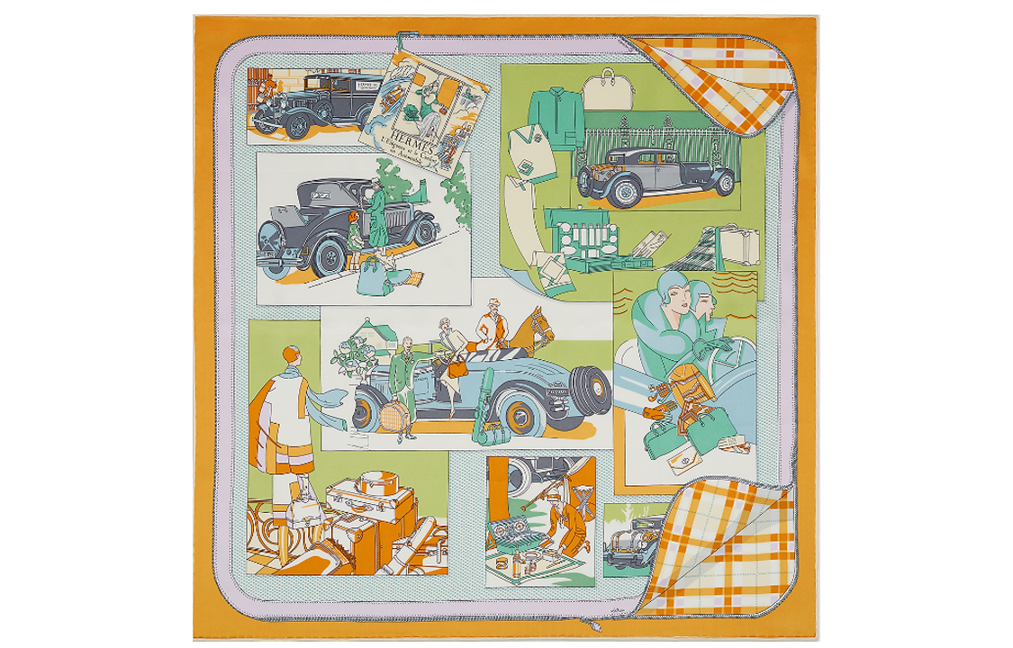 HERMES Silk Scarves Women's Yellow