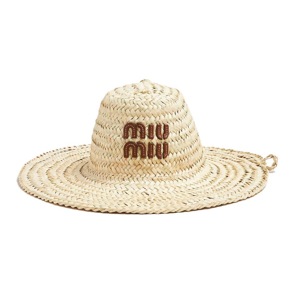 MIU MIU Raffia Bucket Hats Women's Beige
