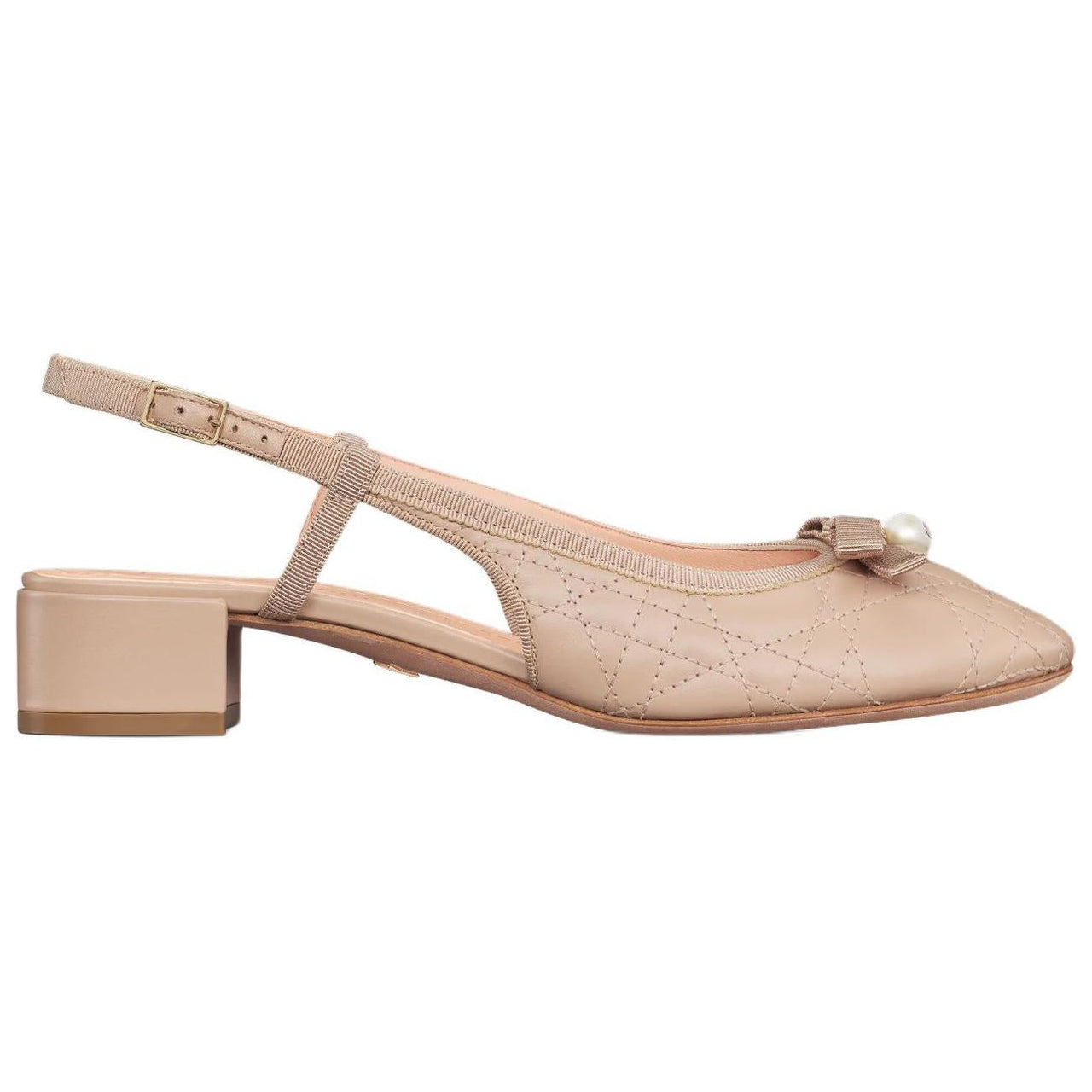 DIOR Ballet Chunky Heel High Heels Women's Apricot