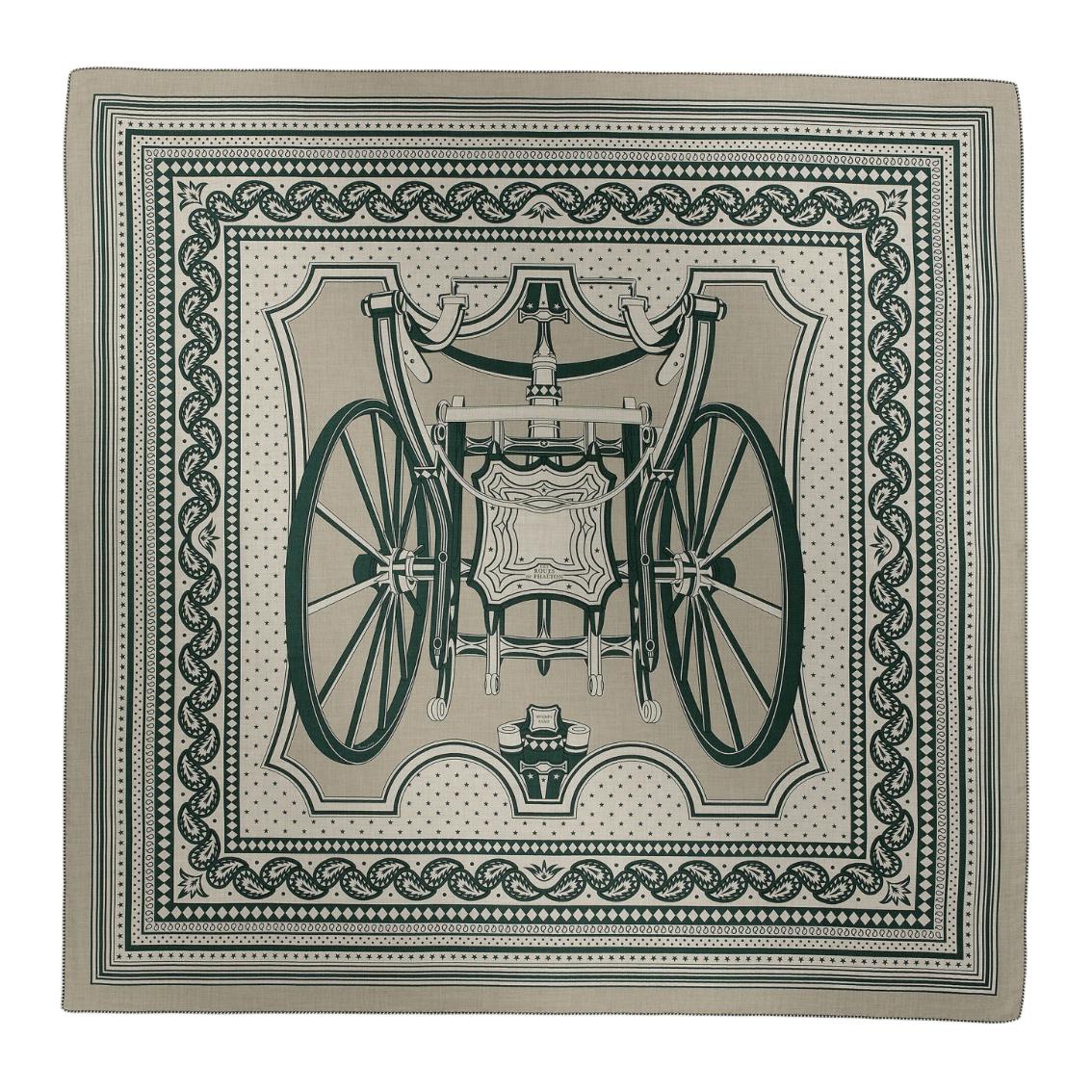 HERMES Cashmere Shawls Unisex Dove Gray/Green/Natural Color