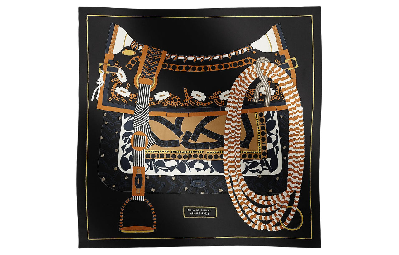 HERMES Silk Scarves Women's Black