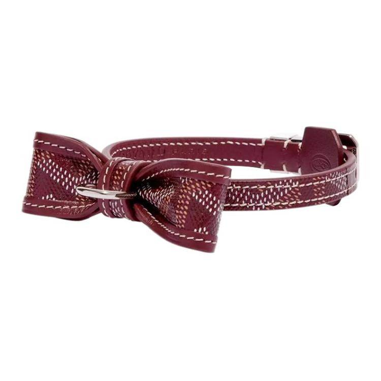 GOYARD OSCAR Goyardine Canvas With Clamecy Cow Leather Dog's Teeth Collar Bag Accessory Unisex Burgundy