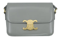 CELINE Triomphe Arc De Triomphe Cow Leather Shoulder Bag, Portable Crossbody Bag Trumpets Women's Candy & Gray Gold