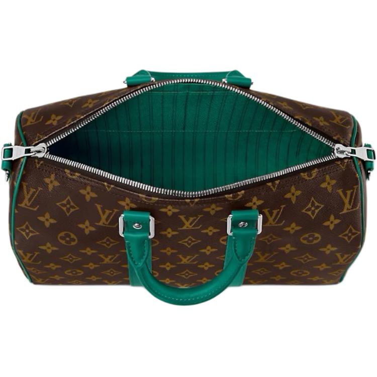 LOUIS VUITTON Monogram Macassar Coated Canvas One Shoulder Crossbody Portable Travel Bag Men's Brown & Green