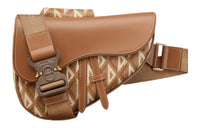 DIOR Saddle Grained Cow Leather With Canvas Saddle Bag Fanny Pack Sling Bag Shoulder Bag Crossbody Bag Men's Coffee