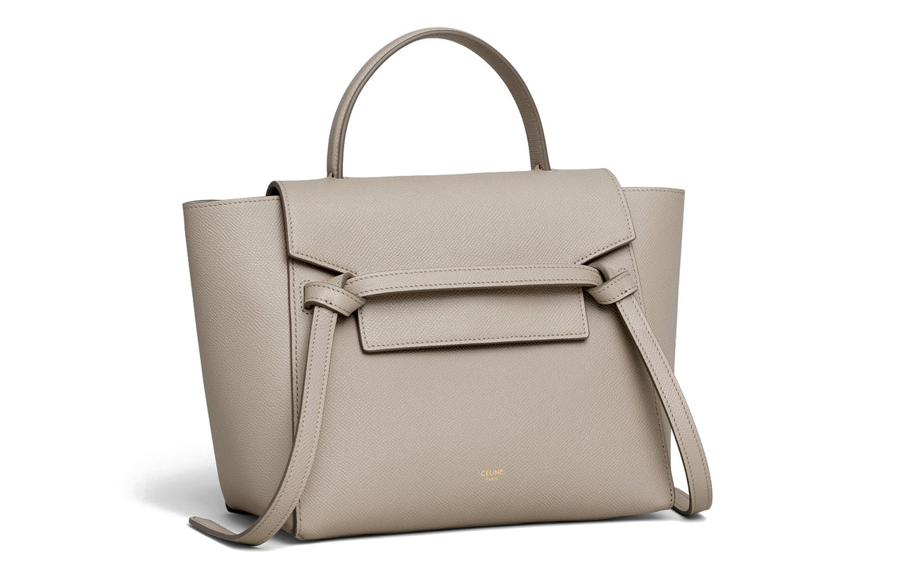CELINE Belt Cow Leather Catfish Bag Handbag, Shoulder Bag, Crossbody Bag Micro Women's Taupe/Candy