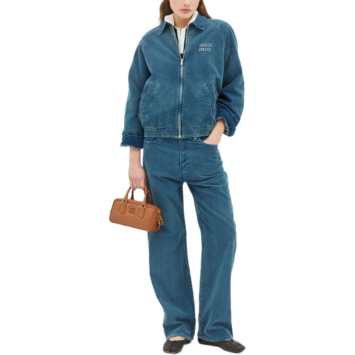 MIU MIU Washed Corduroy Jacket Azzurro