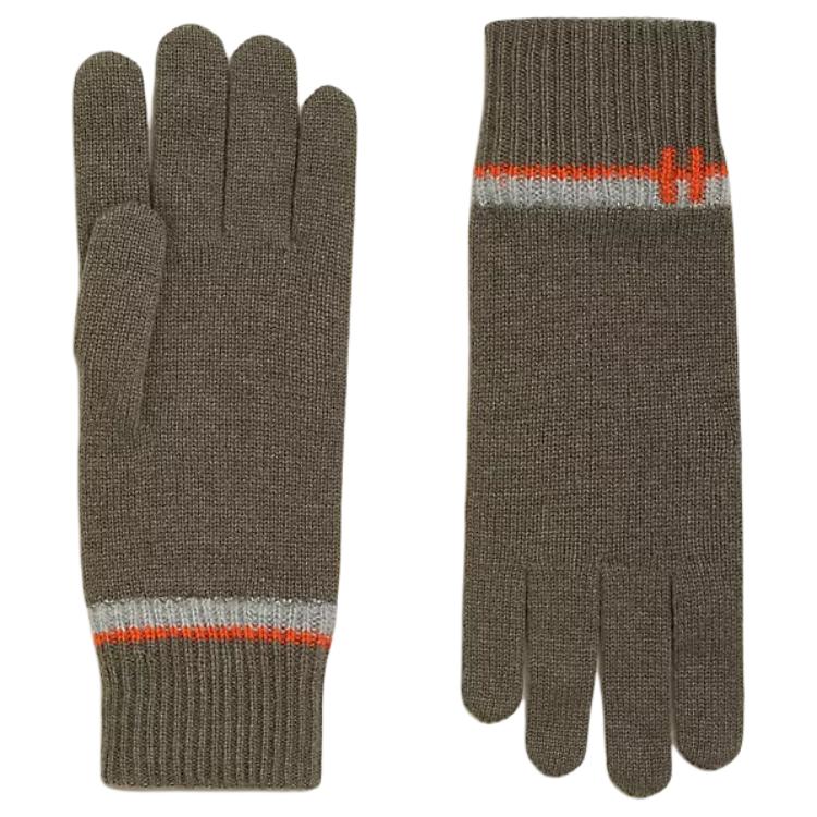 HERMES Cashmere Knit Gloves Men's Tan