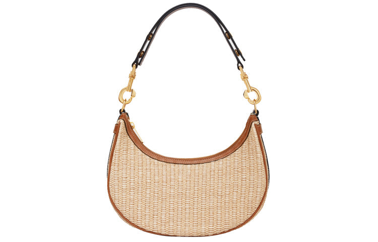 CELINE AVA Plant Material Cow Leather Patchwork Handbag Shoulder Bag Medium Size Women's Natural Color/Tan