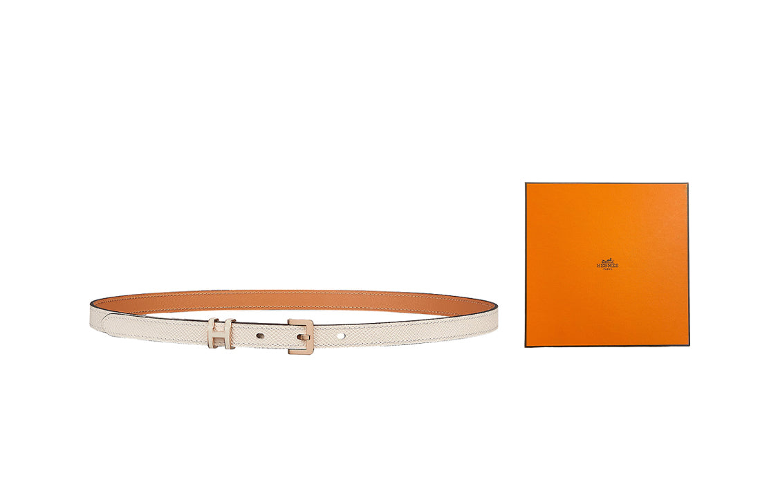 HERMES Leather Belts Women's Milk White-Box