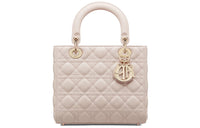 DIOR Lady Dior Sheepskin Five-Compartment Daipeiqi Crossbody Bag One Shoulder Handbag Medium Size Women's Dirty Pink