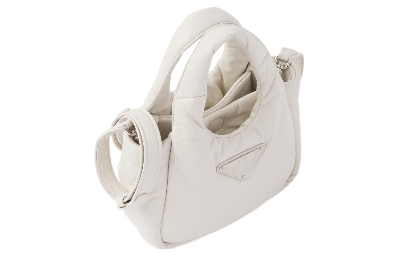 PRADA Soft Sheepskin Leather Handbag Mini Women's White