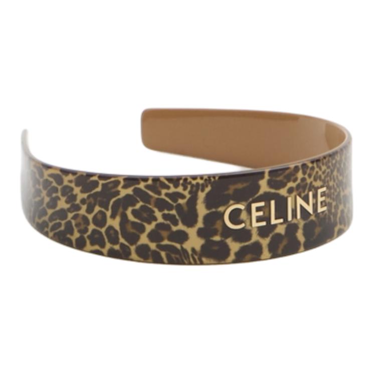 CELINE Acetate Headbands Women's Leopard Print