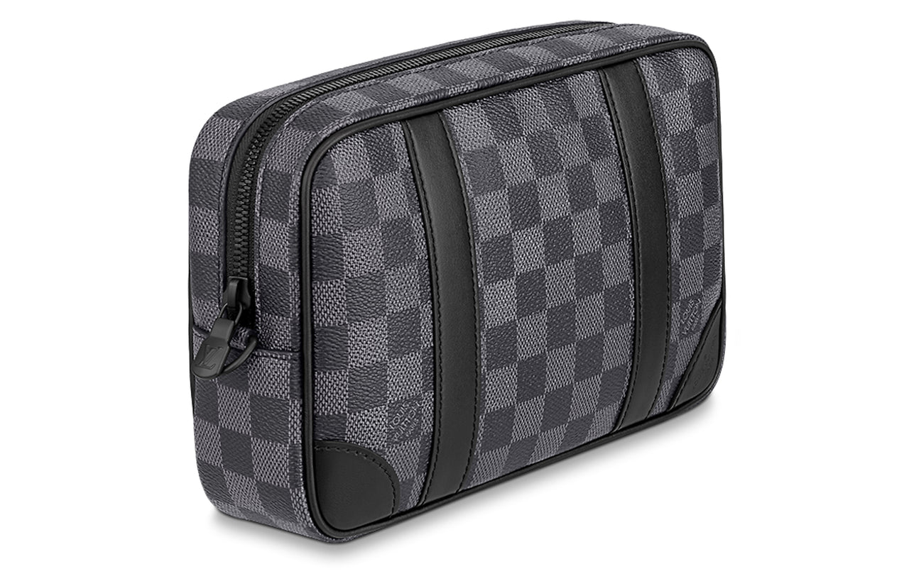 LOUIS VUITTON Graphite Canvas With Leather Clutch Men's Black/Gray
