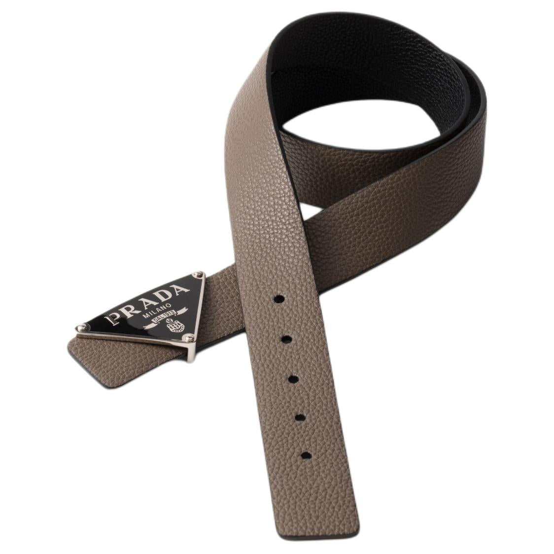 PRADA Leather Belts Men's Bamboo Color Width 3.5CM