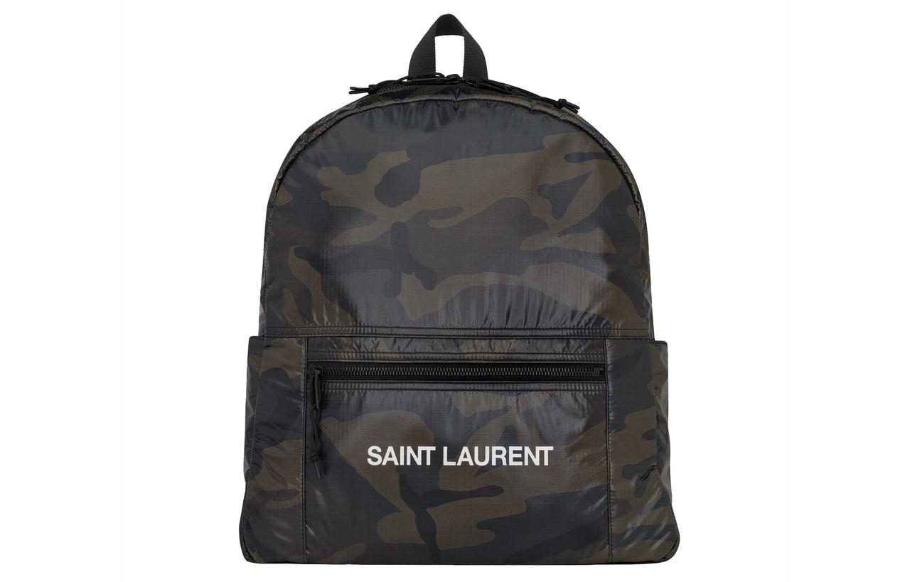 SAINT LAURENT Nylon Backpack Men's Khaki Camouflage