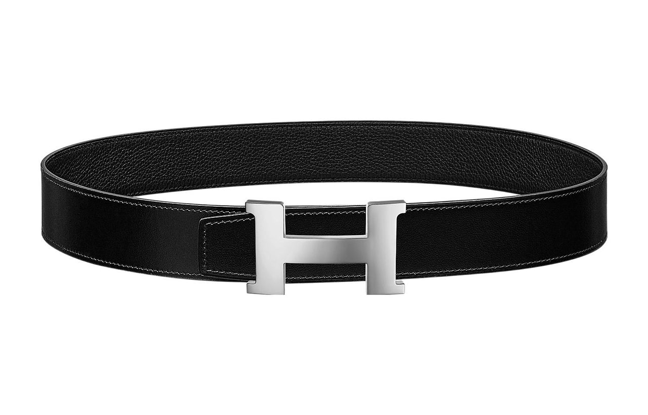 HERMES Constance Leather Belts Men Black