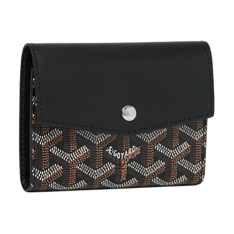GOYARD Canvas With Calfskin Wallet Unisex Black