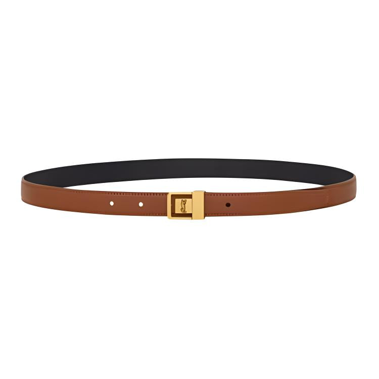 SAINT LAURENT Leather Leather Belts Women's Wet Clay Earth Tone 2CM