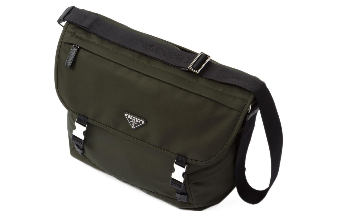 PRADA Recycled Nylon Saffiano Leather Messenger Bag Crossbody Bag Shoulder Bag Men's Moss Green