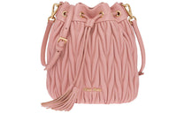 MIU MIU Matelassé Nappa Leather Bucket Bags Shoulder Bags Women's Blue Orchid Pink