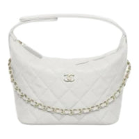 CHANEL Textured Calfskin Hobo Bag Shoulder Bag Crossbody Handbag Women's Light Gray