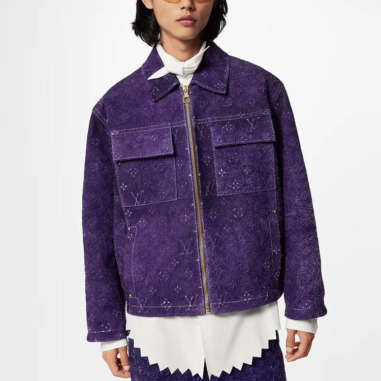 LOUIS VUITTON Workwear Monogram Embossed Suede Jacket