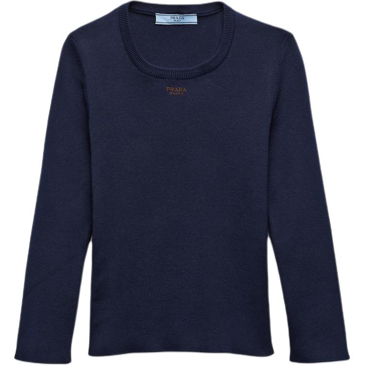 PRADA Logo embroidered Cotton Knitted Top