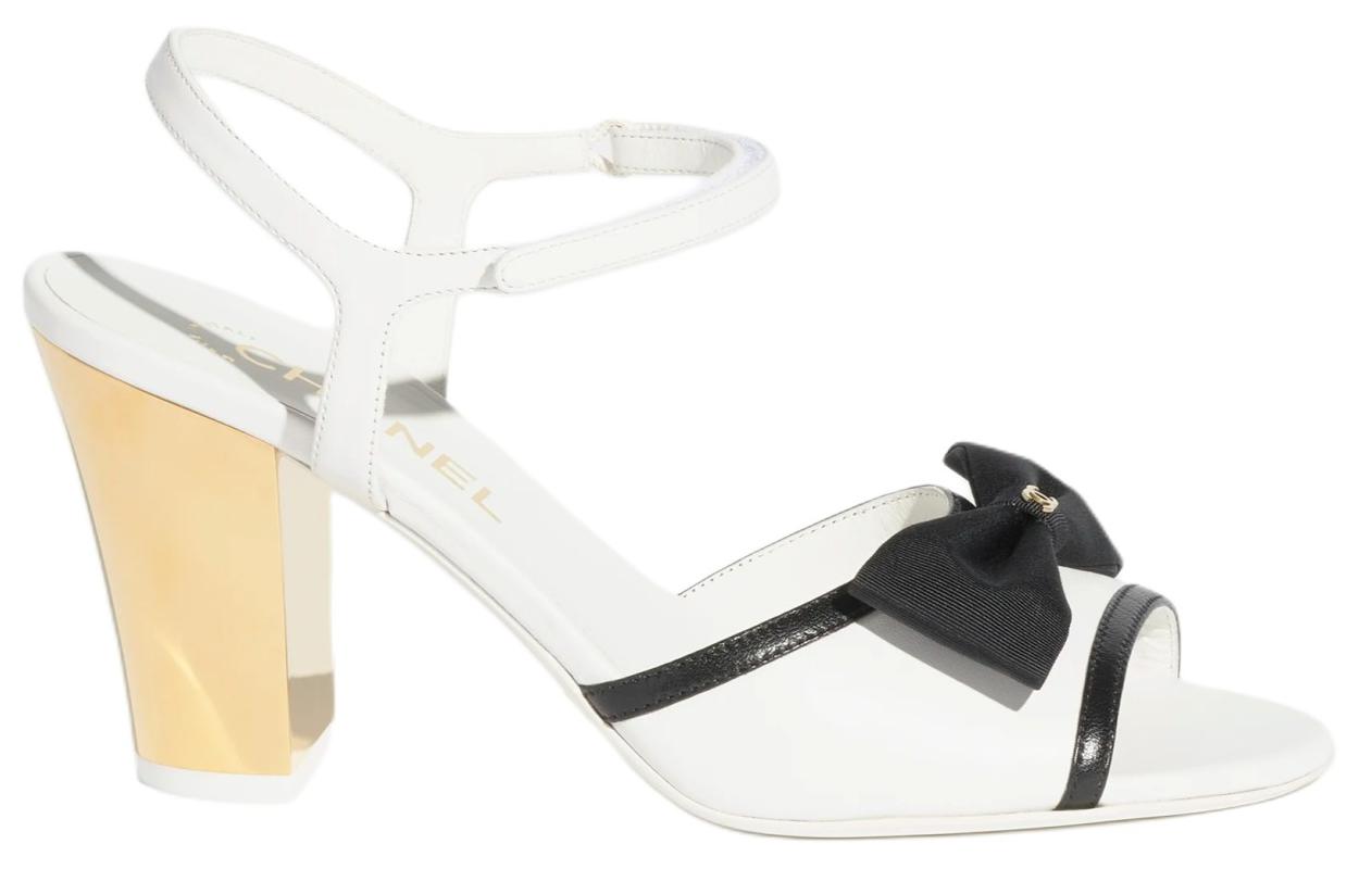 CHANEL Strap Sandals 8.5cm Women's White