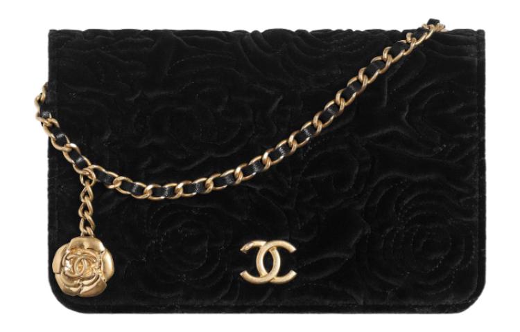 CHANEL WOC Velour Crossbody Bag Shoulder Bag Women's Black