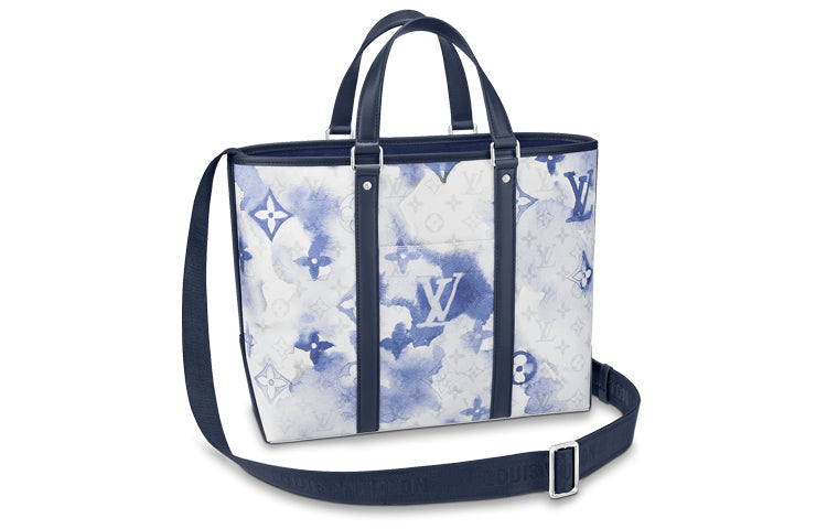 LOUIS VUITTON Canvas Tote Bag Shopping Bag Portable Crossbody Bag Shoulder Bag Men's Gradient Blue