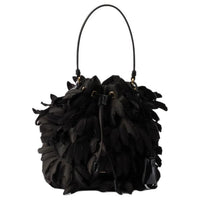 PRADA Satin Patent Leather Bucket Bag, Shoulder Bag, Crossbody Bag, Handbag Mini Women's Black