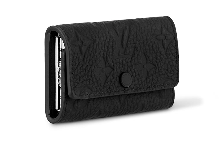 LOUIS VUITTON Leather Cow Leather Patchwork Trim Key Pouch Men's Black