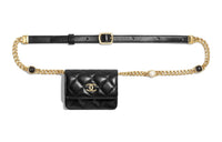 CHANEL Sheepskin Shoulder Bag Crossbody Bag Fanny Pack Women's Black