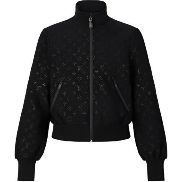LOUIS VUITTON Embossed Monogram Zip-Up Jacket
