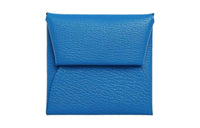 HERMES Bastia Mysore Goat Skin Card Holder Coin Purse Women's Sandalwood And Sandalwood Blue With Mint Green