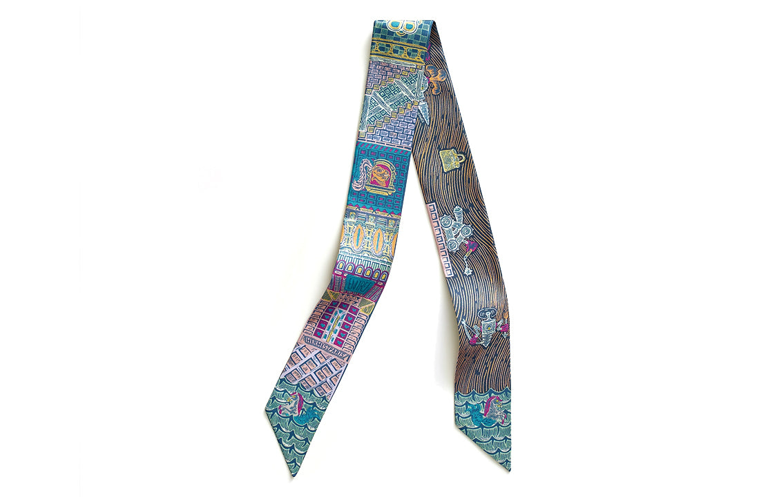 HERMES Silk Scarves Women's Blue