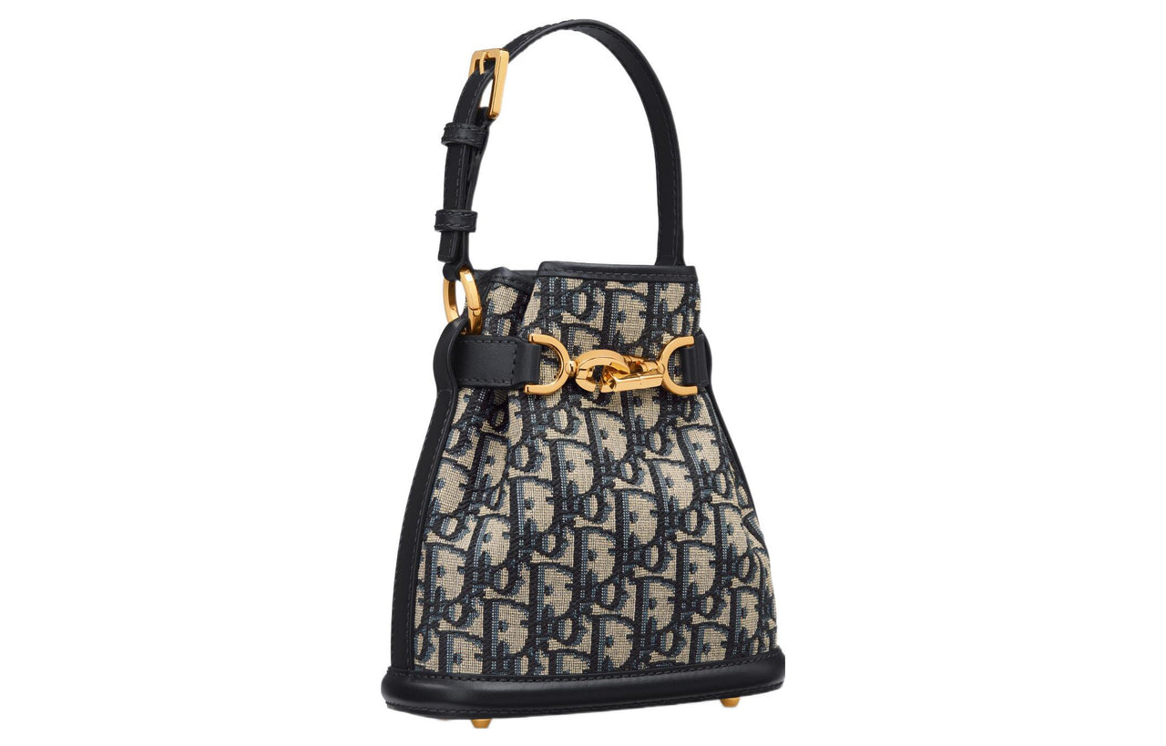 DIOR C'est Dior Leather Bucket Bag, Handbag, Shoulder Bag Small Size Women's Blue