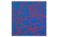 HERMES Royal Silk Scarves Women's Royal Blue/Red
