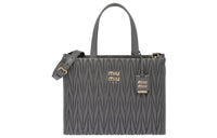 MIU MIU Matelassé Sheepskin Tote Bag Shopping Bag Handbag Women's Light Gray
