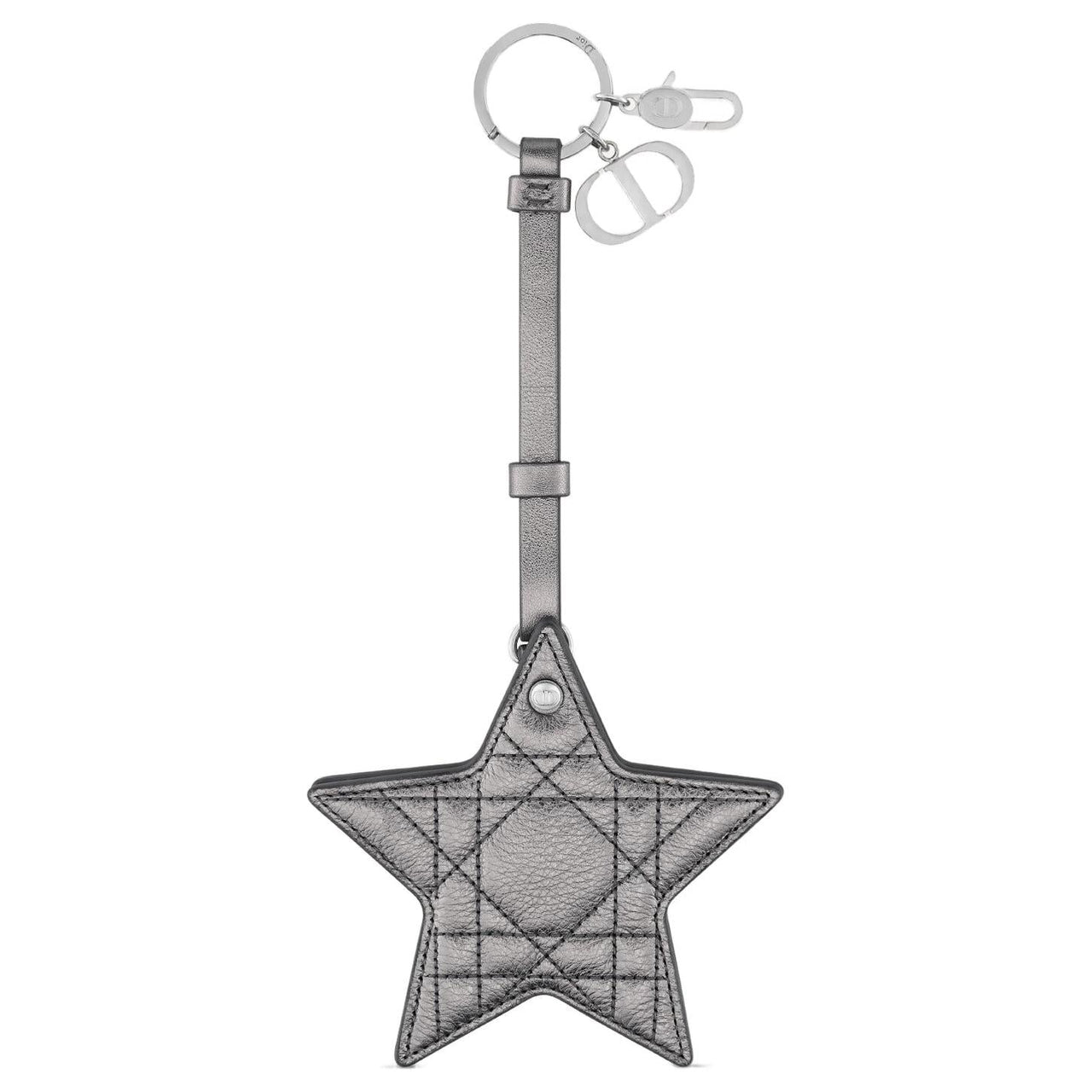 DIOR Calfskin Keychains Women's Silver Gray