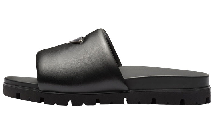 PRADA Padded Slides Black Nappa Leather Men's