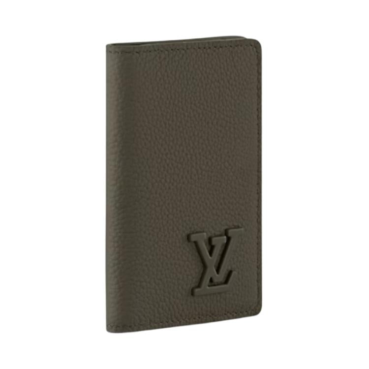 LOUIS VUITTON Aerogram Cow Leather Wallet Men's Khaki Green