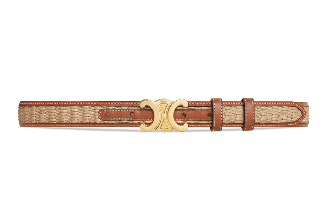 CELINE Medium Triomphe Belt In Textile With Raffia Effect And Calfskin