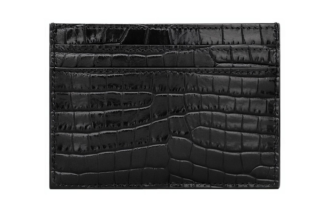SAINT LAURENT CASSANDRE Cow Leather Wallet, Card Holder Women's Black