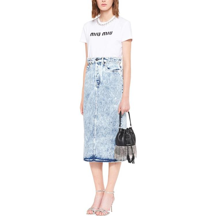 MIU MIU Denim Long Skirts Women's Blue