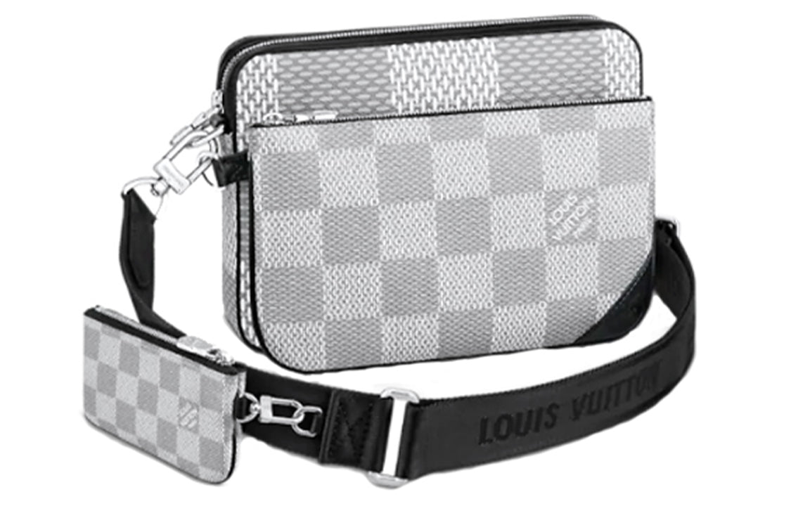 LOUIS VUITTON Trio Coated Canvas Men's 3-in-1 Messenger Bag Shoulder Bag Crossbody Bag Medium Size Men's Light Gray